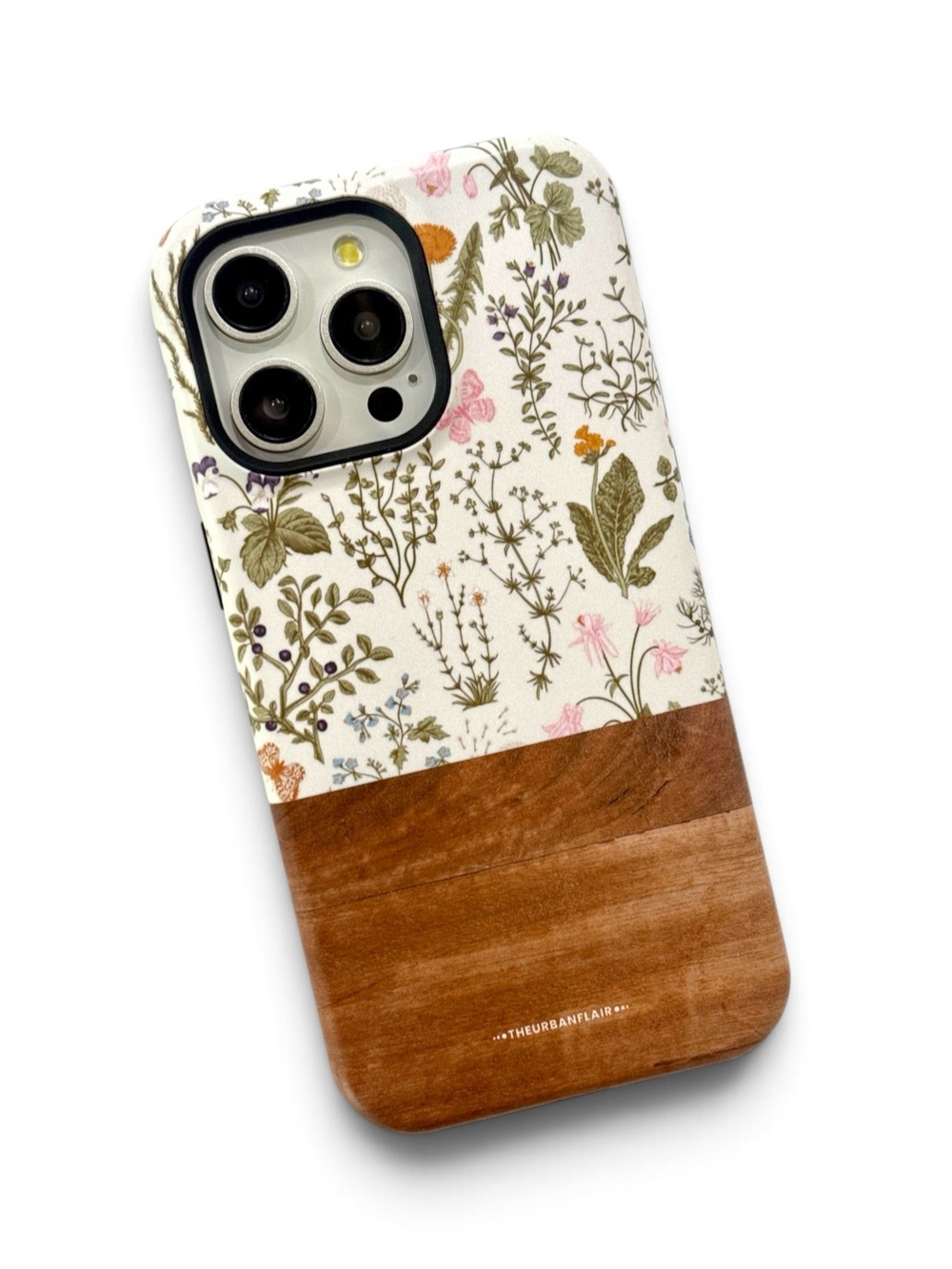 Cottagecore Floral Wood Print Tough Phone Case For iPhone 15 Pro Max